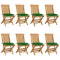 vidaXL Sillas de jardín 8 uds madera maciza de teca con cojines verdes vidaXL Sillas de jardín 8 uds madera maciza de teca con cojines verdes