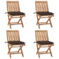 vidaXL Sillas de jardín plegables 4 uds madera maciza teca con cojines vidaXL Sillas de jardín plegables 4 uds madera maciza teca con cojines