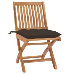 vidaXL Sillas de jardín plegables 4 uds madera maciza teca con cojines