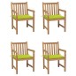 vidaXL Sillas de jardín 4 uds madera de teca y cojines verde brillante vidaXL Sillas de jardín 4 uds madera de teca y cojines verde brillante