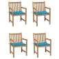 vidaXL Sillas de jardín 4 uds madera maciza de teca con cojines azules vidaXL Sillas de jardín 4 uds madera maciza de teca con cojines azules