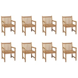 vidaXL Sillas de jardín 8 unidades madera maciza de teca