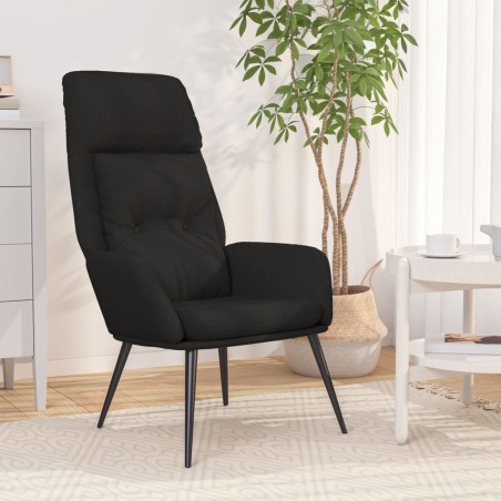vidaXL Sillón de relax de piel de ante sintética negro