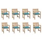 vidaXL Sillas de jardín 8 uds madera maciza de teca cojines azul vidaXL Sillas de jardín 8 uds madera maciza de teca cojines azul