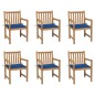 vidaXL Sillas de jardín 6 uds madera maciza de teca cojines azul royal vidaXL Sillas de jardín 6 uds madera maciza de teca cojines azul royal