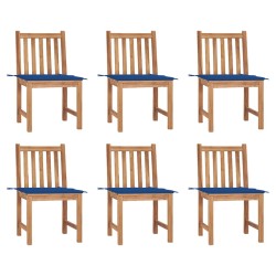 vidaXL Sillas de jardín 6 unidades con cojines madera maciza de teca
