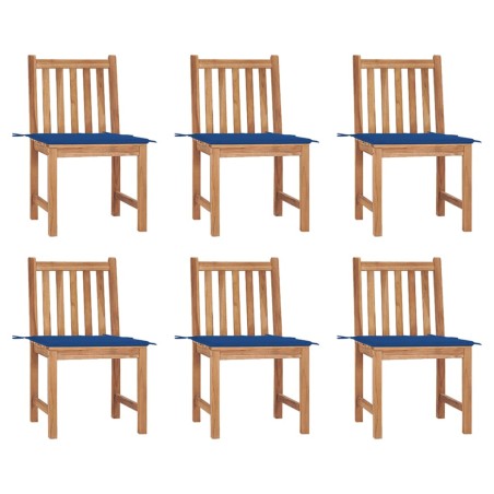 vidaXL Sillas de jardín 6 unidades con cojines madera maciza de teca