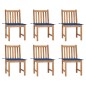 vidaXL Sillas de jardín 6 unidades con cojines madera maciza de teca vidaXL Sillas de jardín 6 unidades con cojines madera maciza de teca