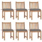 vidaXL Sillas de jardín 6 unidades madera maciza de teca con cojines vidaXL Sillas de jardín 6 unidades madera maciza de teca con cojines
