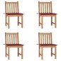 vidaXL Sillas de jardín 4 unidades madera maciza de teca con cojines vidaXL Sillas de jardín 4 unidades madera maciza de teca con cojines