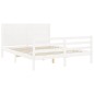 vidaXL Estructura de cama matrimonio con cabecero madera maciza blanco