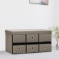vidaXL Banco de almacenaje plegable lino sintético taupé 76x38x38 cm vidaXL Banco de almacenaje plegable lino sintético taupé 76x38x38 cm