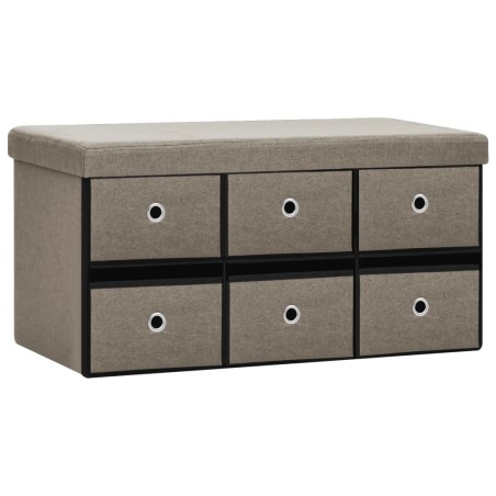 vidaXL Banco de almacenaje plegable lino sintético taupé 76x38x38 cm