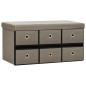vidaXL Banco de almacenaje plegable lino sintético taupé 76x38x38 cm vidaXL Banco de almacenaje plegable lino sintético taupé 76x38x38 cm