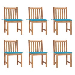 vidaXL Sillas de jardín 6 unidades con cojines madera maciza de teca