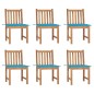 vidaXL Sillas de jardín 6 unidades con cojines madera maciza de teca vidaXL Sillas de jardín 6 unidades con cojines madera maciza de teca
