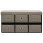 vidaXL Banco de almacenaje plegable lino sintético taupé 76x38x38 cm vidaXL Banco de almacenaje plegable lino sintético taupé 76x38x38 cm