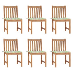vidaXL Sillas de jardín 6 unidades con cojines madera maciza de teca