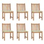 vidaXL Sillas de jardín 6 unidades con cojines madera maciza de teca vidaXL Sillas de jardín 6 unidades con cojines madera maciza de teca