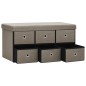 vidaXL Banco de almacenaje plegable lino sintético taupé 76x38x38 cm vidaXL Banco de almacenaje plegable lino sintético taupé 76x38x38 cm