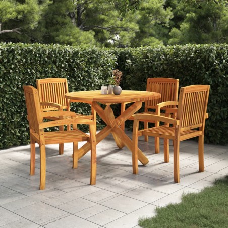 vidaXL Juego de comedor para jardín 5 piezas madera maciza de teca