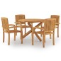 vidaXL Juego de comedor para jardín 5 piezas madera maciza de teca vidaXL Juego de comedor para jardín 5 piezas madera maciza de teca