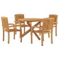 vidaXL Juego de comedor para jardín 5 piezas madera maciza de teca vidaXL Juego de comedor para jardín 5 piezas madera maciza de teca