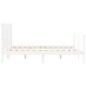 vidaXL Estructura de cama matrimonio con cabecero madera maciza blanco