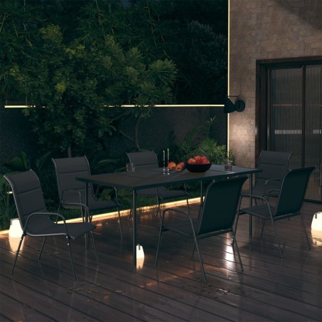 vidaXL Juego de comedor para jardín 7 piezas acero negro