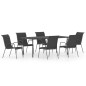 vidaXL Juego de comedor para jardín 7 piezas acero negro