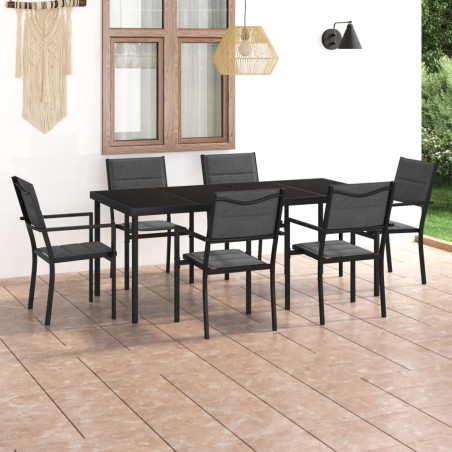 vidaXL Juego de comedor para jardín 7 piezas acero