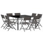 vidaXL Juego de comedor de jardín 9 piezas acero vidaXL Juego de comedor de jardín 9 piezas acero