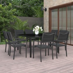 vidaXL Juego de comedor de jardín 9 piezas acero