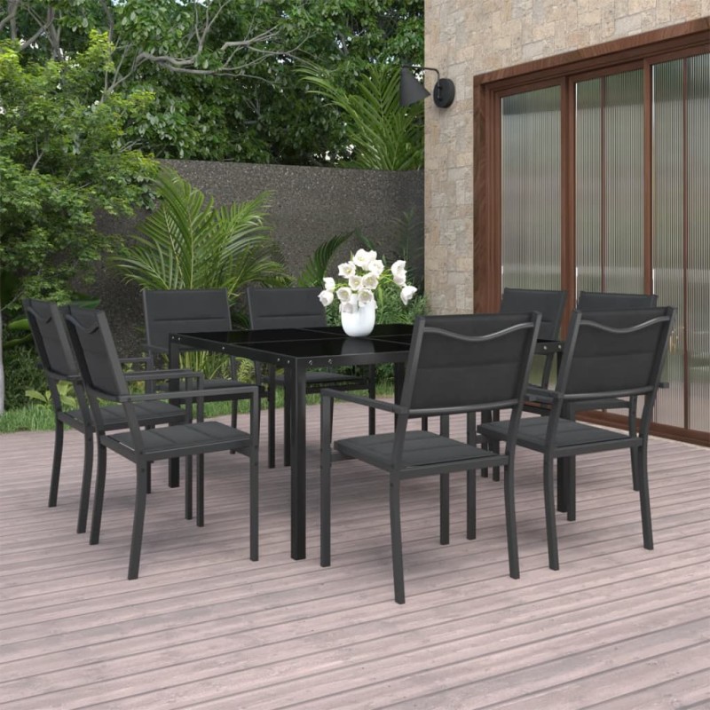 vidaXL Juego de comedor de jardín 9 piezas acero vidaXL Juego de comedor de jardín 9 piezas acero