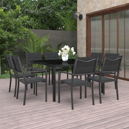 vidaXL Juego de comedor de jardín 9 piezas acero