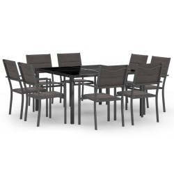 vidaXL Juego de comedor de jardín 9 piezas acero
