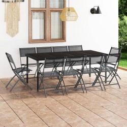 vidaXL Juego de comedor para jardín 11 piezas acero