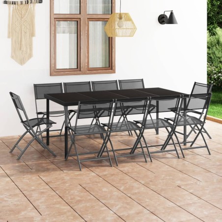 vidaXL Juego de comedor para jardín 11 piezas acero