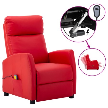 vidaXL Sillón de masaje eléctrico cuero sintético rojo