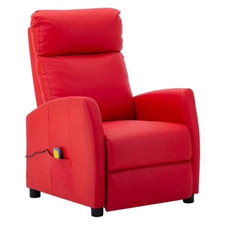 vidaXL Sillón de masaje eléctrico cuero sintético rojo