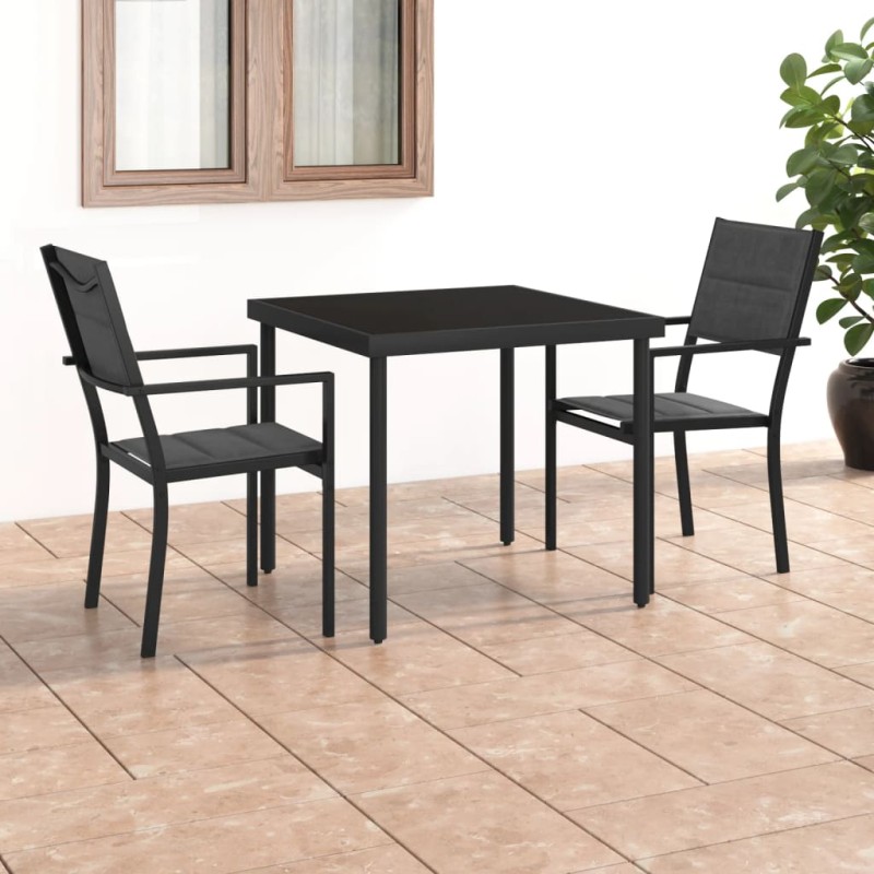 vidaXL Juego de comedor para jardín 3 piezas acero vidaXL Juego de comedor para jardín 3 piezas acero