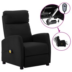 vidaXL Sillón de masaje reclinable eléctrico de cuero sintético negro