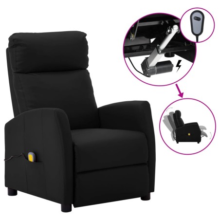 vidaXL Sillón de masaje reclinable eléctrico de cuero sintético negro