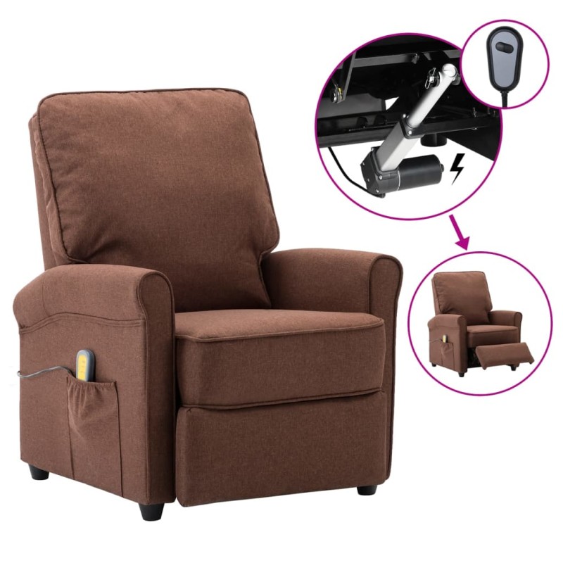 vidaXL Sillón de masaje eléctrico tela marrón vidaXL Sillón de masaje eléctrico tela marrón