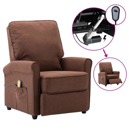 vidaXL Sillón de masaje eléctrico tela marrón