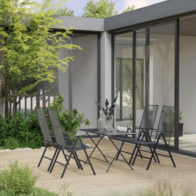 vidaXL Juego de muebles de comedor de jardín 5 piezas acero antracita vidaXL Juego de muebles de comedor de jardín 5 piezas acero antracita