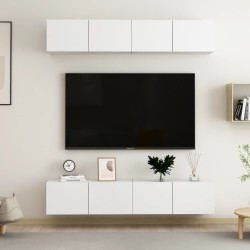 vidaXL Muebles para TV 4 uds madera contrachapada blanco 80x30x30 cm