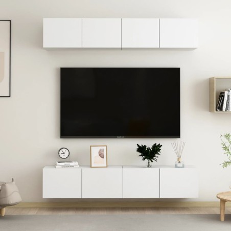 vidaXL Muebles para TV 4 uds madera contrachapada blanco 80x30x30 cm