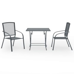 vidaXL Juego de comedor de jardín 3 piezas acero antracita 