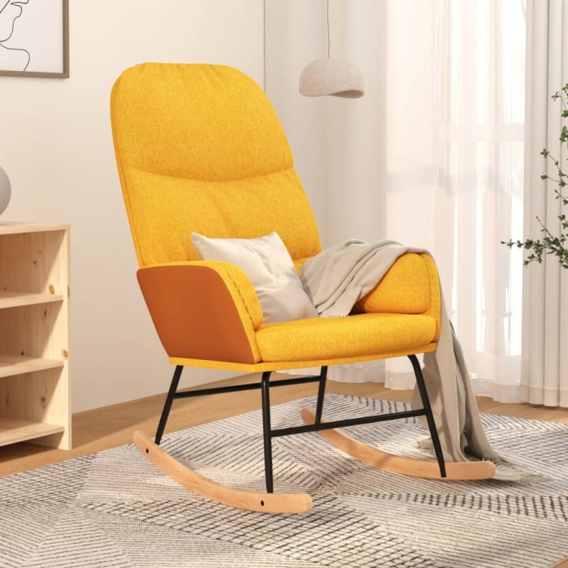 vidaXL Silla mecedora de tela amarillo mostaza vidaXL Silla mecedora de tela amarillo mostaza